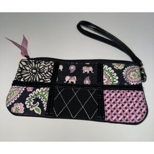 Vera Bradley Pink Elephant Ella Patchwork Wristlet Floral Paisley Y2K Preppy